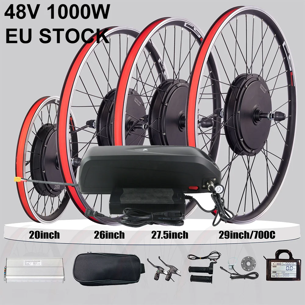 CSC Elektrofahrrad-Umbausatz mit 48V Batterie, 1000W Nabenmotor, Vorderrad, Hinterrad, 20 Zoll, 26 Zoll, 27,5 Zoll, 29 Zoll, 700C E-Bike-Kit