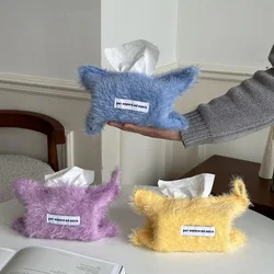 Nordic Style Hanging Plush Napkin Boxes Solid Color Issue Bag Thread Napkin Holder Tissue Bag Storage Napkins