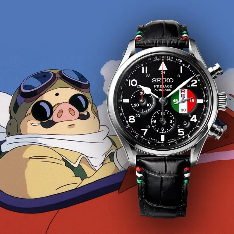 Fashion Seiko x Red Pig Film orologio da uomo nero bianco quadrante stile per il tempo libero cinturino confortevole codice di temporizzazione Designer orologio da polso maschile