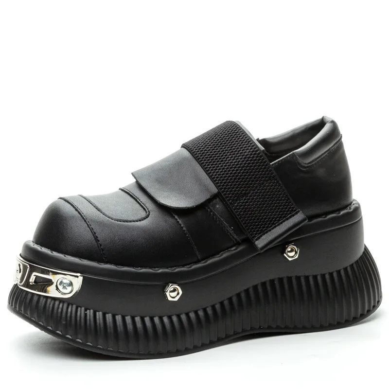 

2025 Punk Hot Girl Thick-Soled Platform Height Increase 8CM Small Short Casual Personality Women's Make You Look Taller Shoes