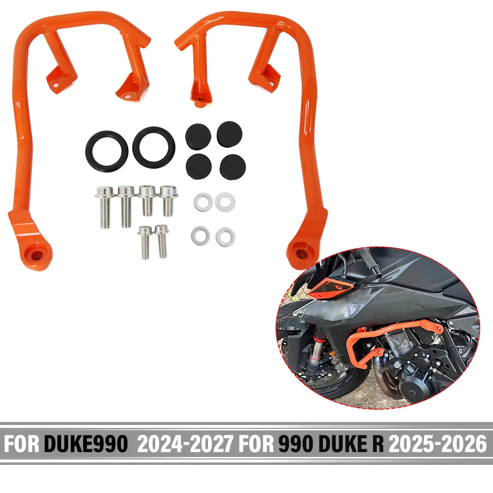Upper Lower Orange Crash Bar For DUKE990 2024-2027 For 990 Duke R 2025-2026 Accessories Lower Engine Guard Crash Bar Protection