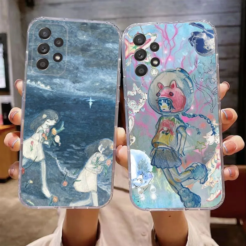 

Aya Takano paintings Phone Case For Samsung Galaxy A71,70,52,51,40,31,A50,30S,21S,Note20ultra Transparent Cover