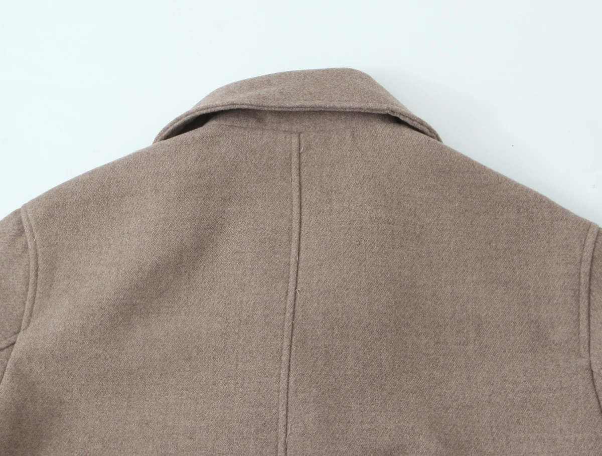 2025, Herbst und Winter, neue Damenmode, Knopfdekoration, zweireihiger Kurzmantel, Jacke mit Revers, langen Ärmeln, doppelter Br