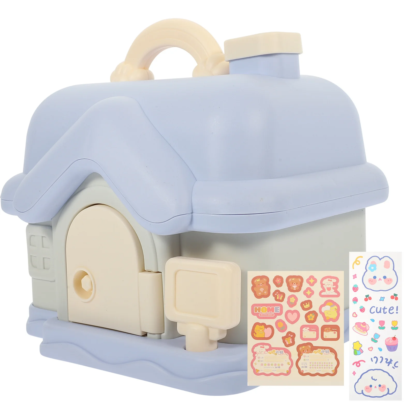 1세트 어린이 저금통 집 모양 귀여운 동전 저금통 남아 여아 교육용 돈 저축 도구 열쇠 포함 낙하 방지 플라스틱