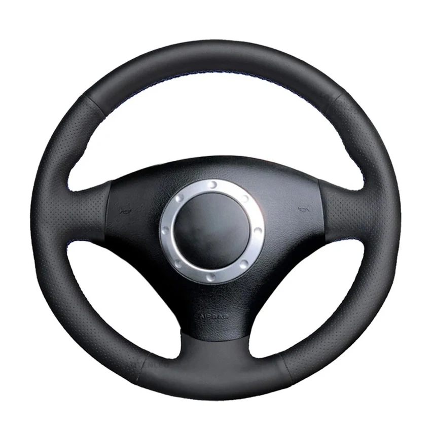 Black Faux Leather Car Steering Wheel Cover for Audi TT 8N A2 8Z A3 S3 8L A4 S4 B6 RS 4 B5 A6 RS 6 C5 A8 D2 1997-2006