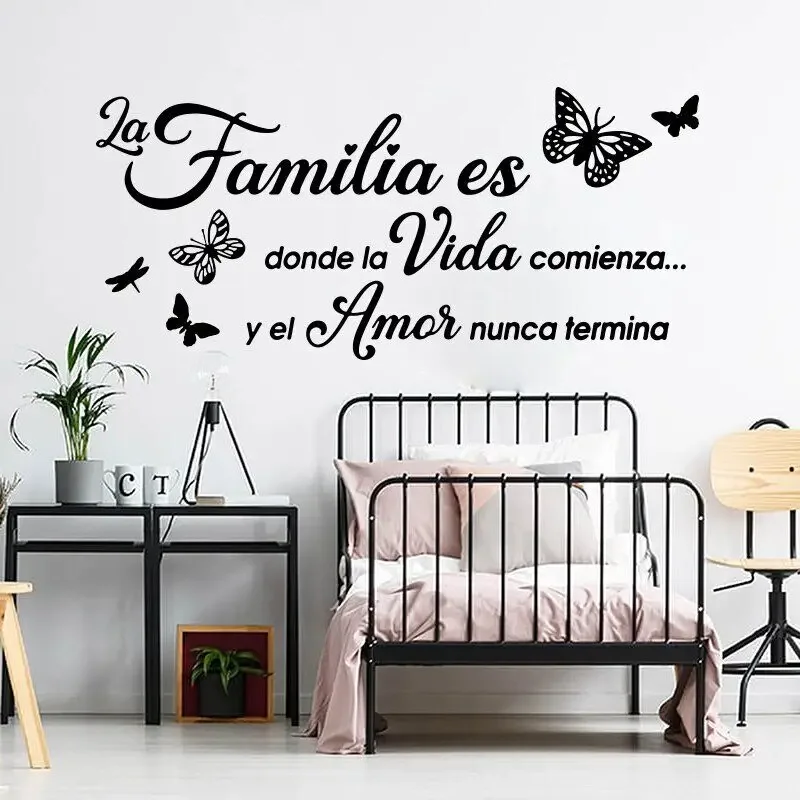 La familia española está donde comienza la vida, pegatina de pared con cita, dormitorio, sala de estar, Familia Es Donde La Vida Comienza, vinilo