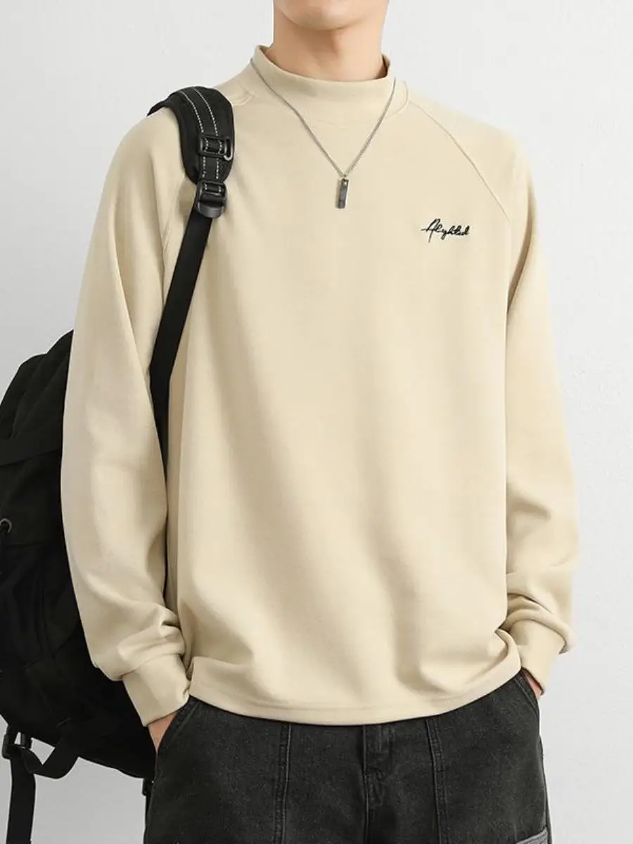 

Двусторонняя термофутболка с длинным рукавом для мужчин, с высоким воротником, для ношения под одеждой, осенне-зимняя, повседневная, комфортная, мягкая.