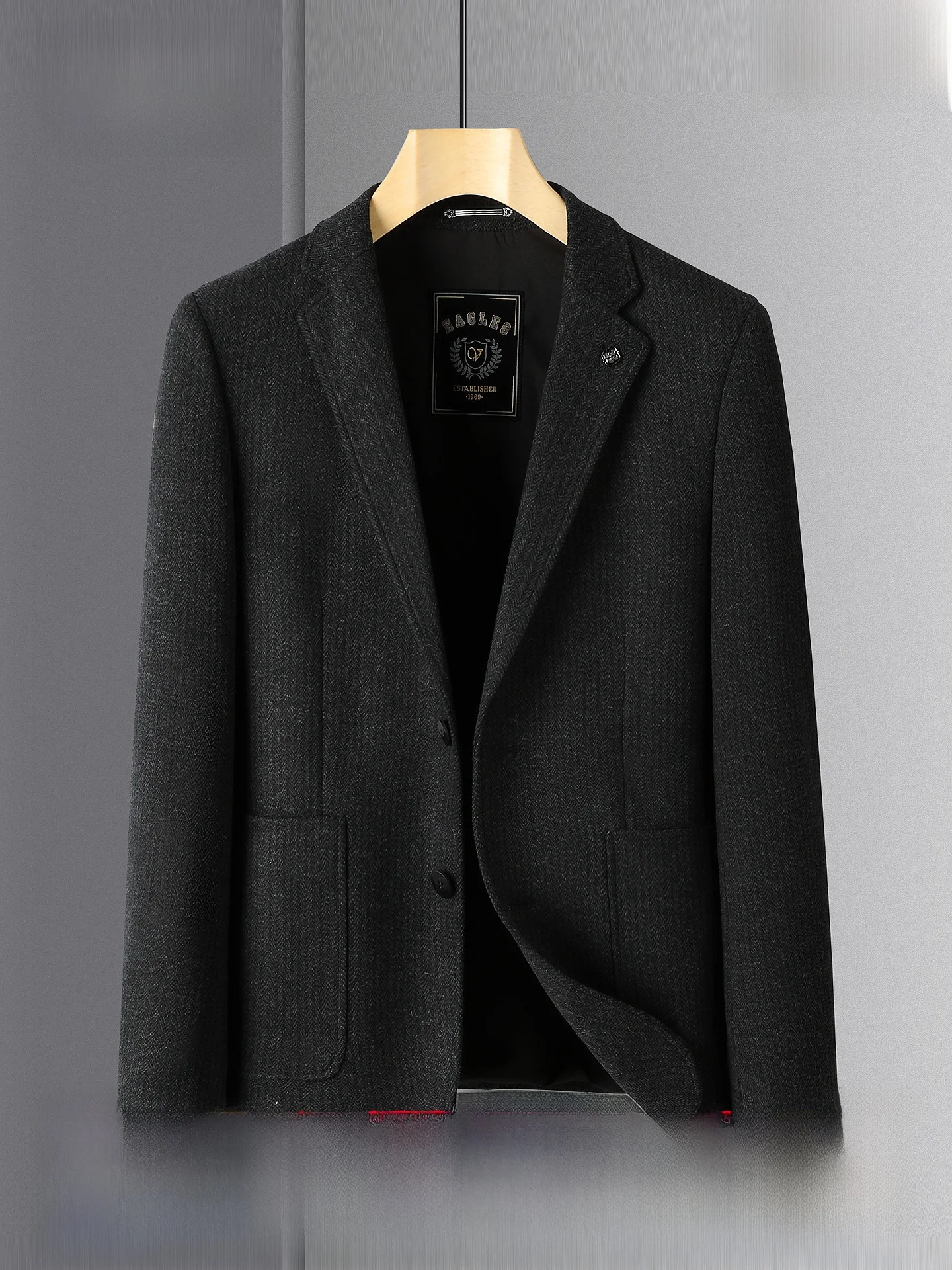 Hengyuanxiang Men's Thick Silk Business Casual Coat Autumn Winter New Style Vertical Stripe Wool  Silk Outerwear