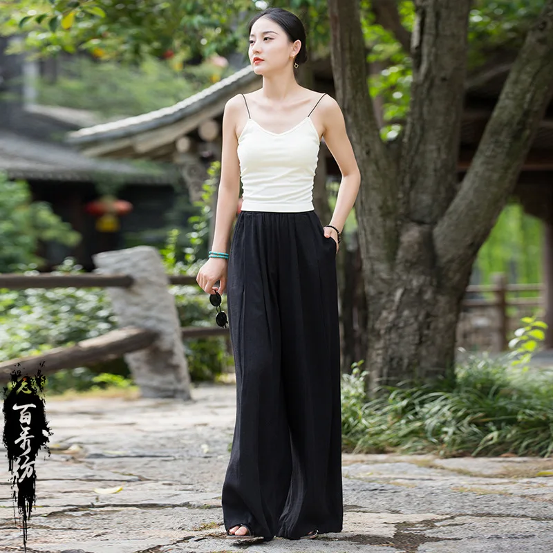 Autumn Winter Linen Women's Culottes, Flowy Wide-Leg Trousers Elongate Legs & Effortless Chic.