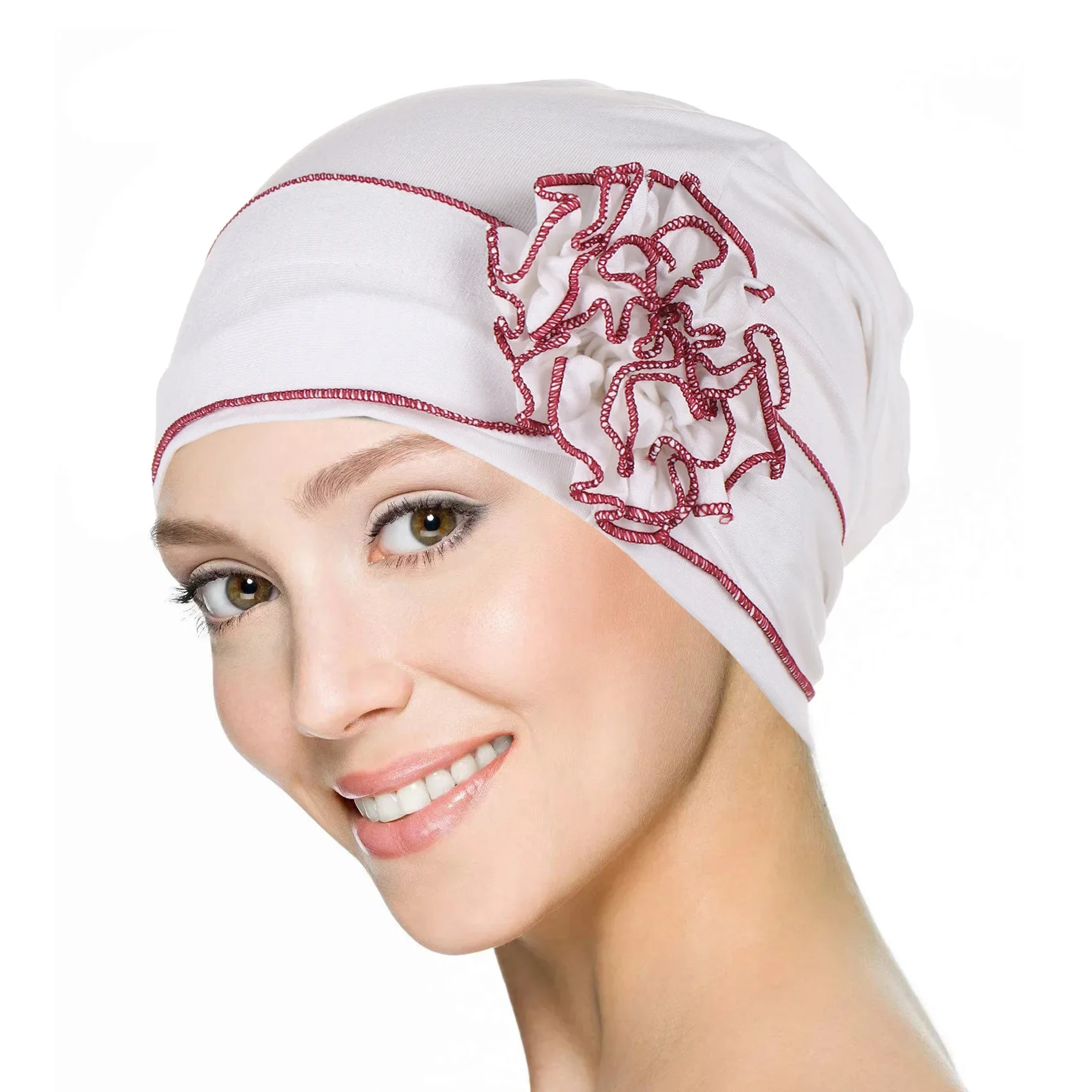 Indian Women Flower Hijab Hat Turban Cancer Chemo Cap Stretch Beanies Bonnet Bandana Hair Loss Head Cover Muslim Wrap Headscarf