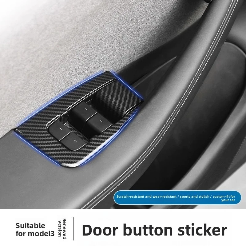 12Pcs Car Door Window Control Switch Button Frame Protective Trim Cover ABS Decor Accessories For Model 3 Model Y Interior Decor