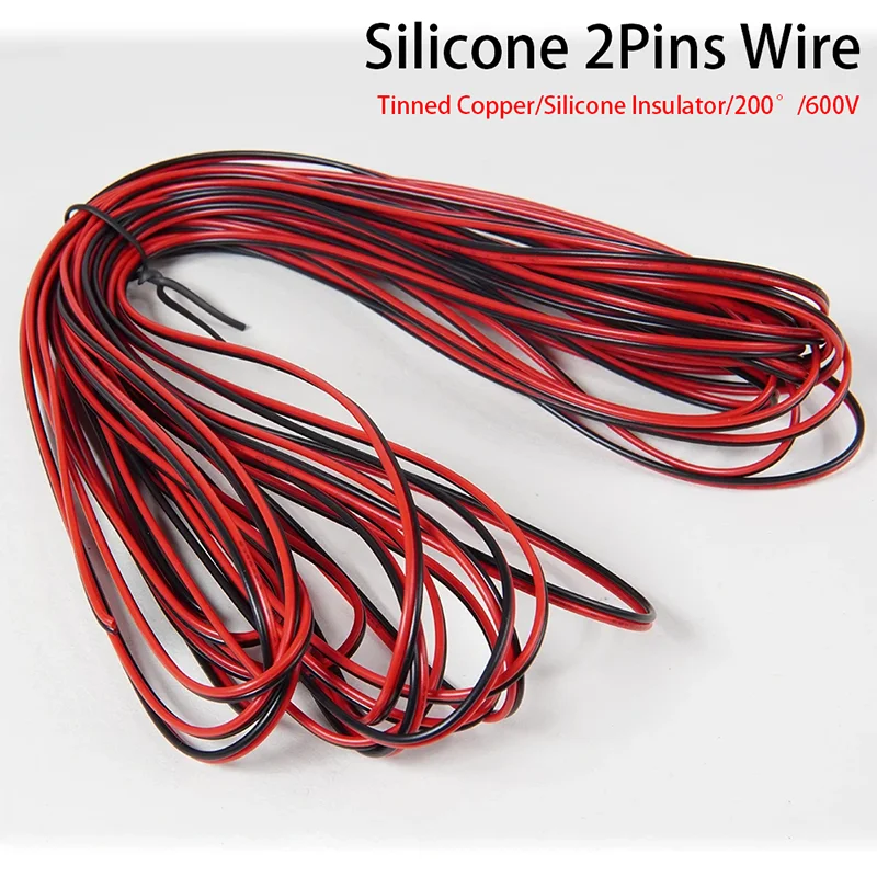 Cavo elettrico 1/2/5M 2pin rame stagnato cavo rosso nero isolato in PVC per cavo di prolunga per striscia LED monocolore 30-8 AWG