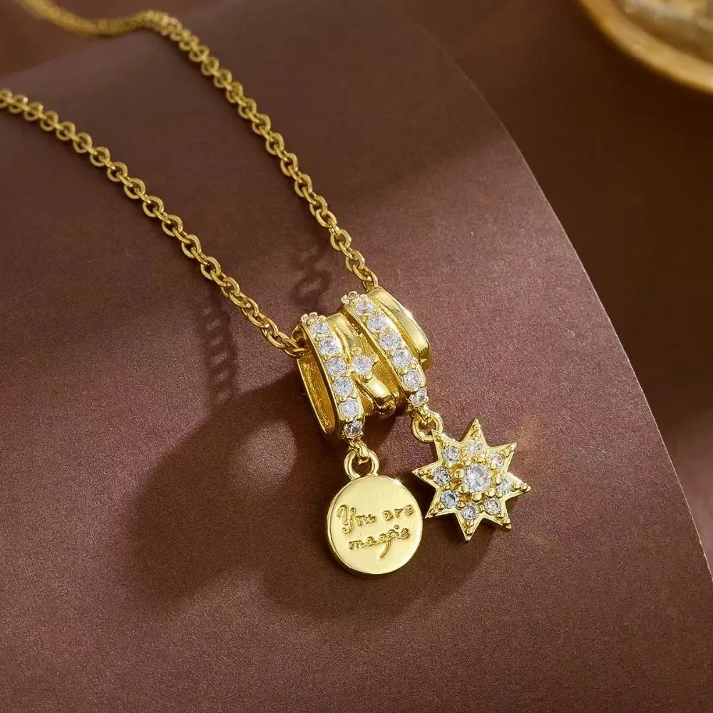 

2025 New Necklace Retro Moon Pendant Collarbone Chain Versatile for Women