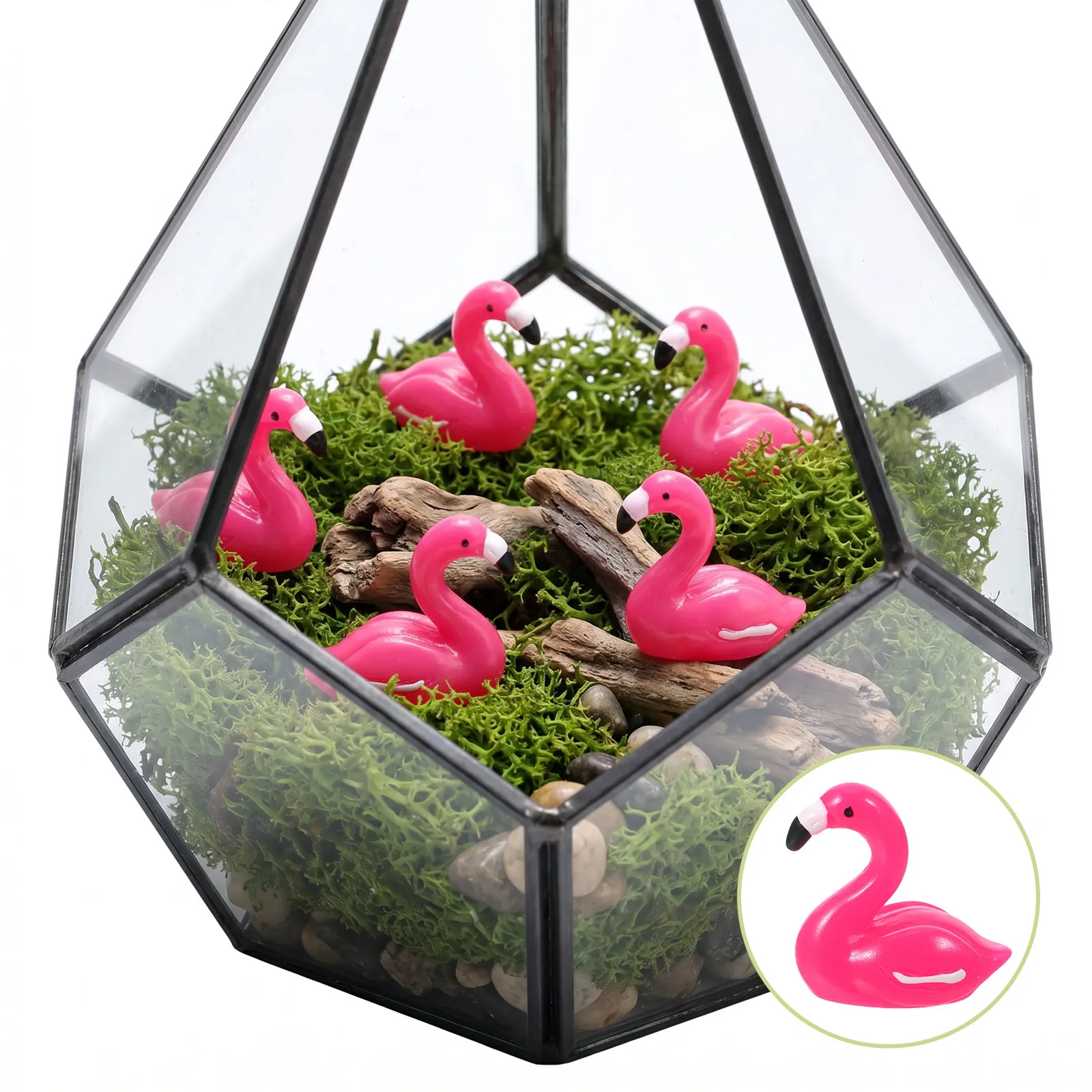 100Pcs Mini Animal Figurines For Garden Decor Decor Resin Flamingo Statues Tiny Decorations