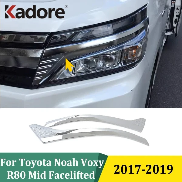 

For Toyota Noah Voxy R80 Mid Facelifted 2017 2018 2019 Headlight Strip Chrome Decoration Cover Trim Car Sticker Accessories