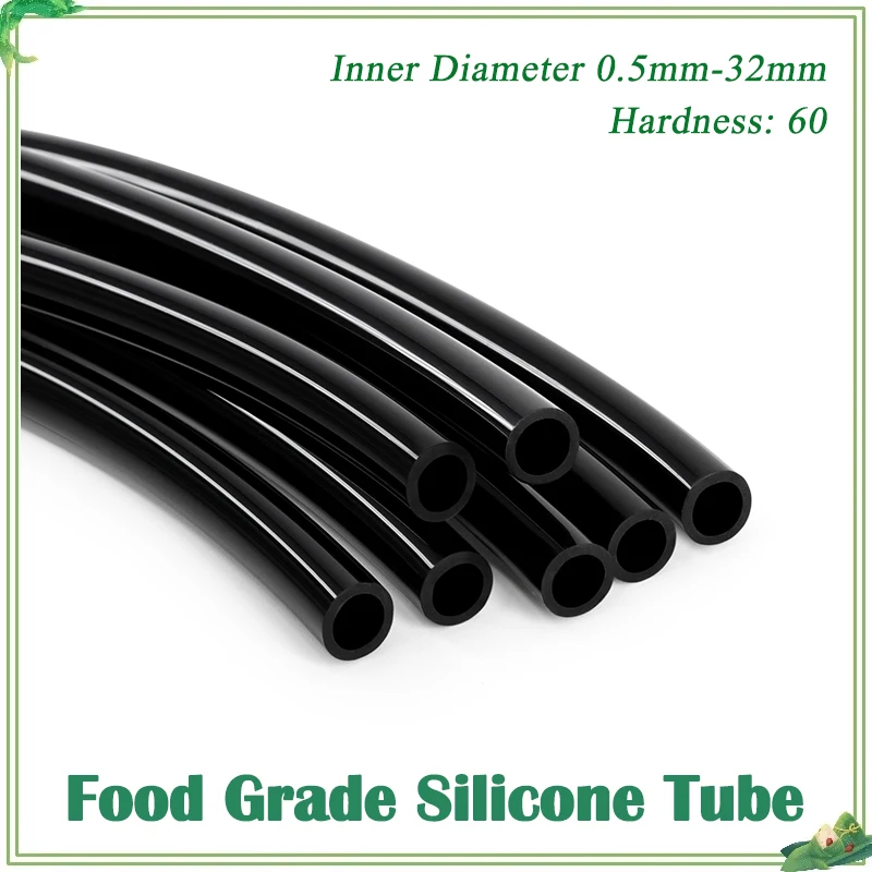 

1~10M Black Silicone Tube ID 0.5mm ~ 32mm Food Grade Tasteless High Temperature Resistant Flexible Drink Water Pipe Garden Hose