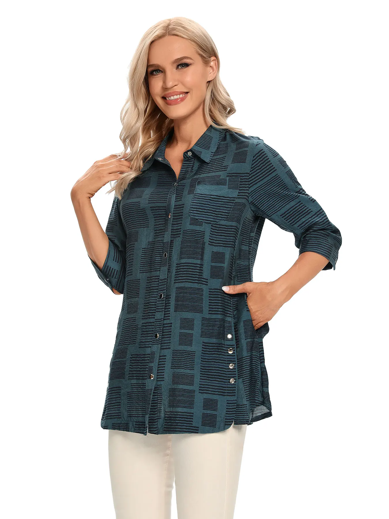

Women Woven Fashionable Casual Shirt For Spring And Summer