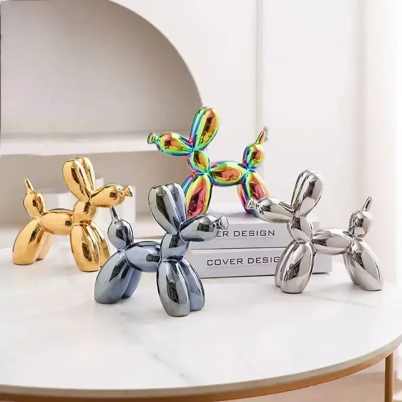 11cm Mini Ceramic Balloon Dog Sculpture Modern Abstract Art Decor for Home Office Cute Desk Accessory Gift Idea for Pet Lovers