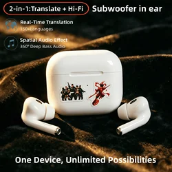 AI Translate HiFi Stereo Earphones Noise Reduction Long Battery Headsets Subwoofer In Ear With Mic Earbuds Sweat Proof