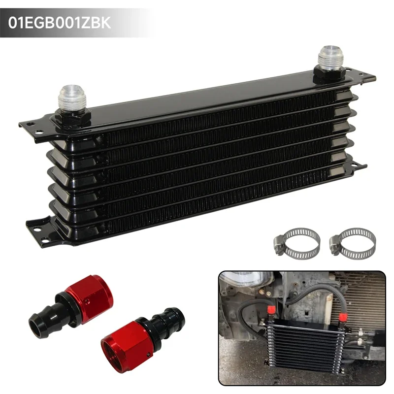 

AN10 Black/Blue Oil Cooler Universal 7 Row 262MM 7/8-14 UNF Engine Transmission + 90°/0°Fittings