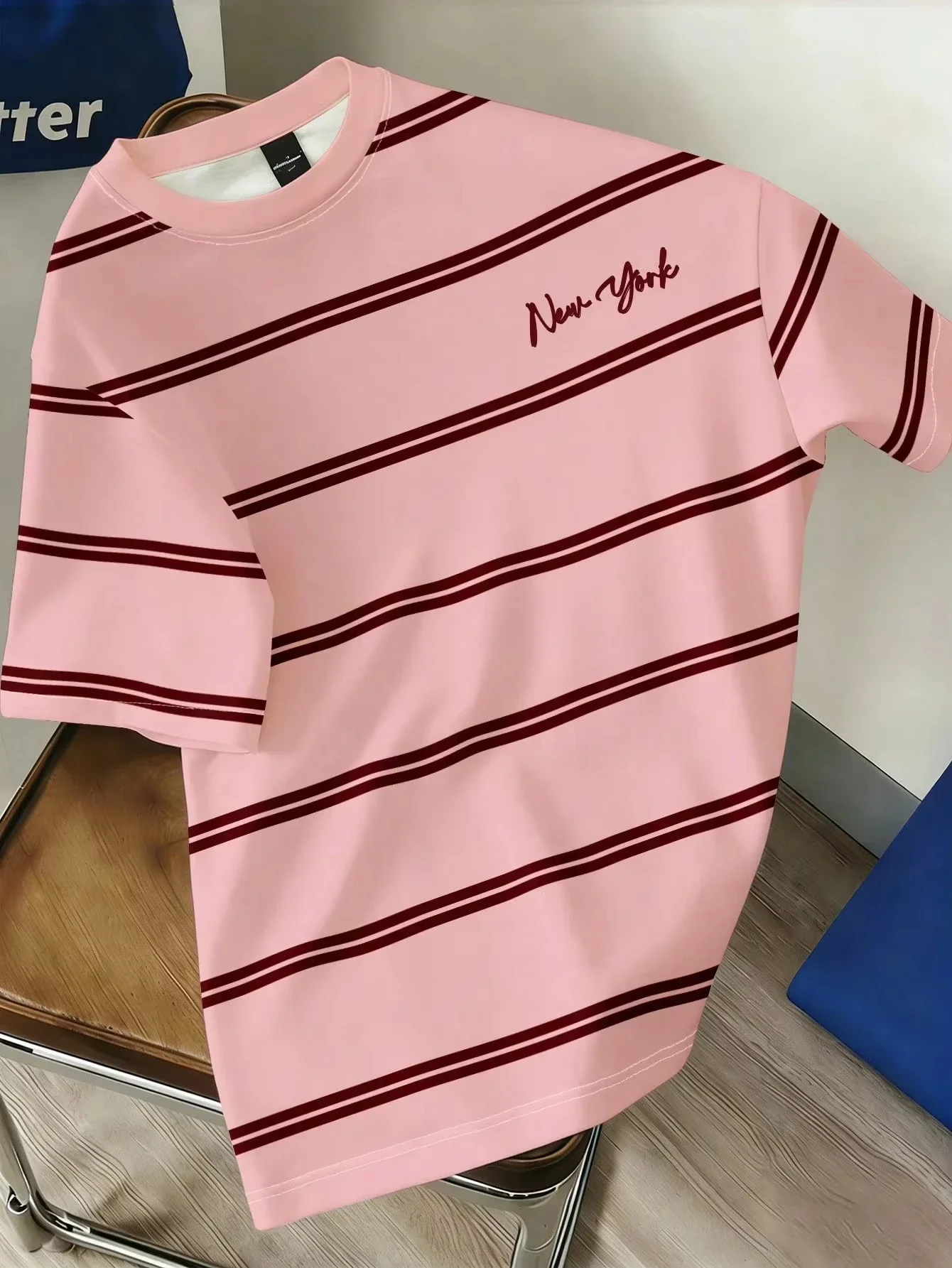 2026 Summer New Style Men's T-shirt Street Casual Fashion Soft and Comfortable Breathable 3D Stripes Short Sleeve Tops