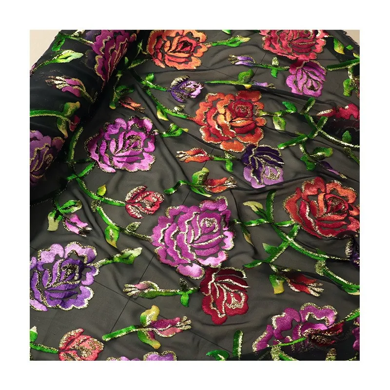 실크 자카드 벨벳 밝은 직조 조젯 원단 드레스 치파오