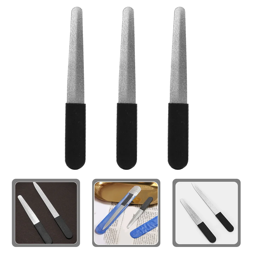 3 Pcs Nail Files for Natural Nails Tool Trimming Metal Stainless Steel Manicure Tools