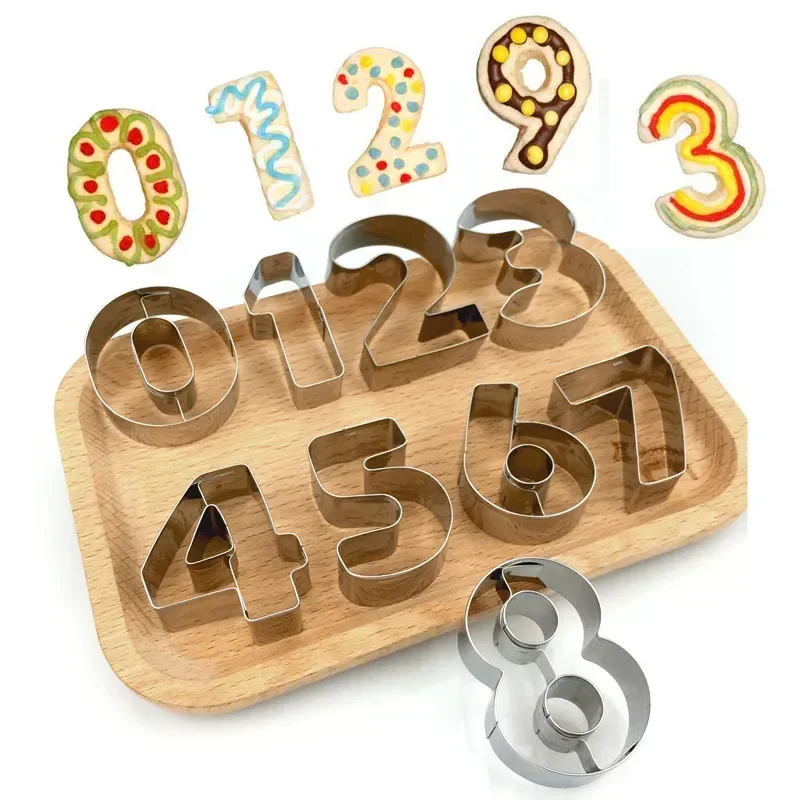 9 pz 0-8 numero forma biscotto biscotto taglierina stampo in acciaio inox torta taglio medio digitale biscotto stampo Set di strumenti di cottura