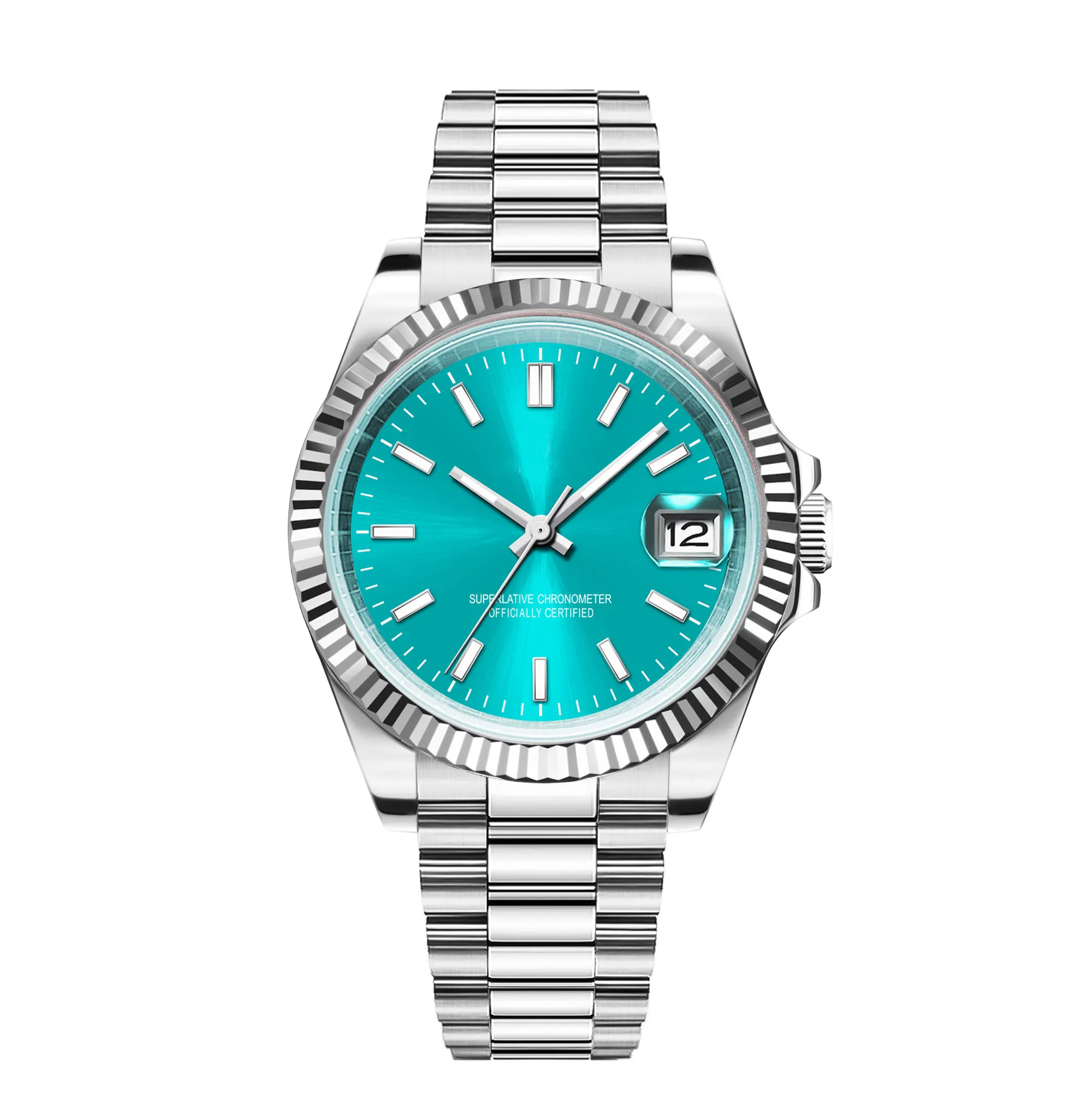 36mm/39mm esfera estéril personalizada pulsera de acero con cristal de zafiro relojes mecánicos para Hombre NH35 Reloj automático para Hombre Reloj para Hombre