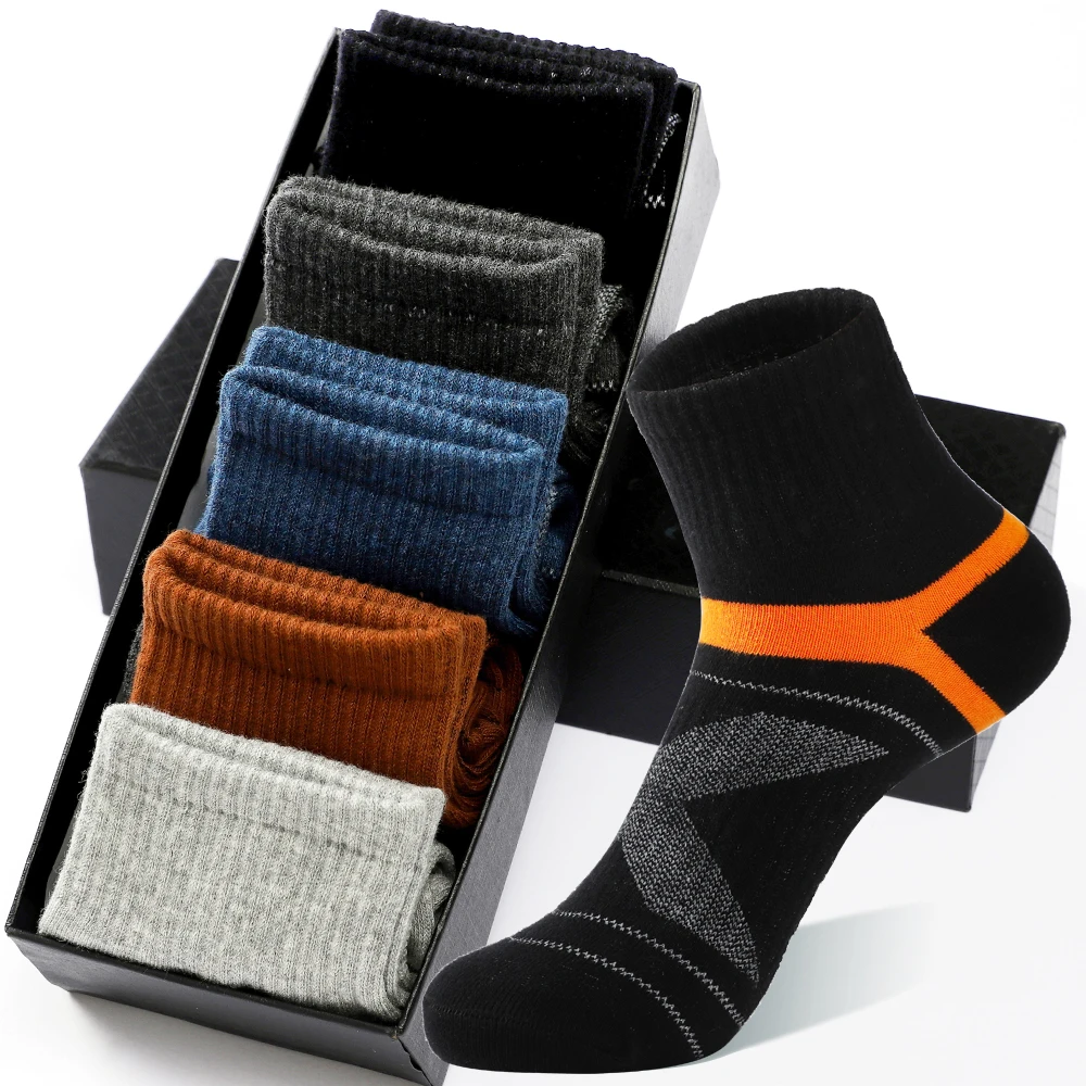 High Quality 5 Pairs Lot Men Cotton Socks Black Sports Socks Casual Run Summer Socks Men Breathable Male Sock Sokken Size38-45