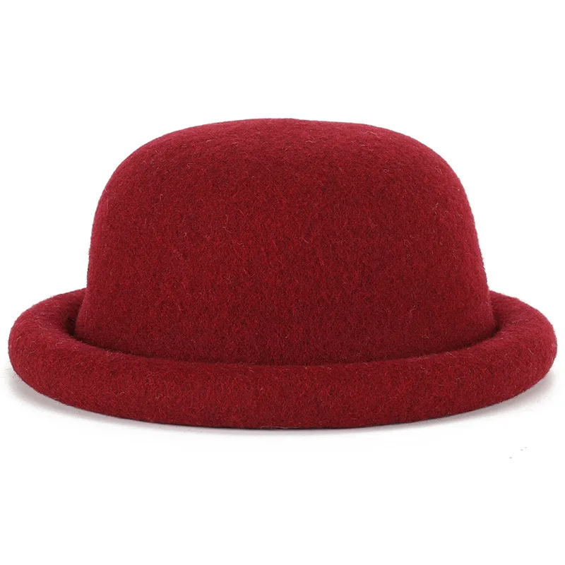 2025 الصوف متماسكة قبعة بحافة لرأس صغير اليابانية Kawaii قبعة لفة حافة الشتاء الدافئ قبعة النساء الفتيات الخريف الموضة