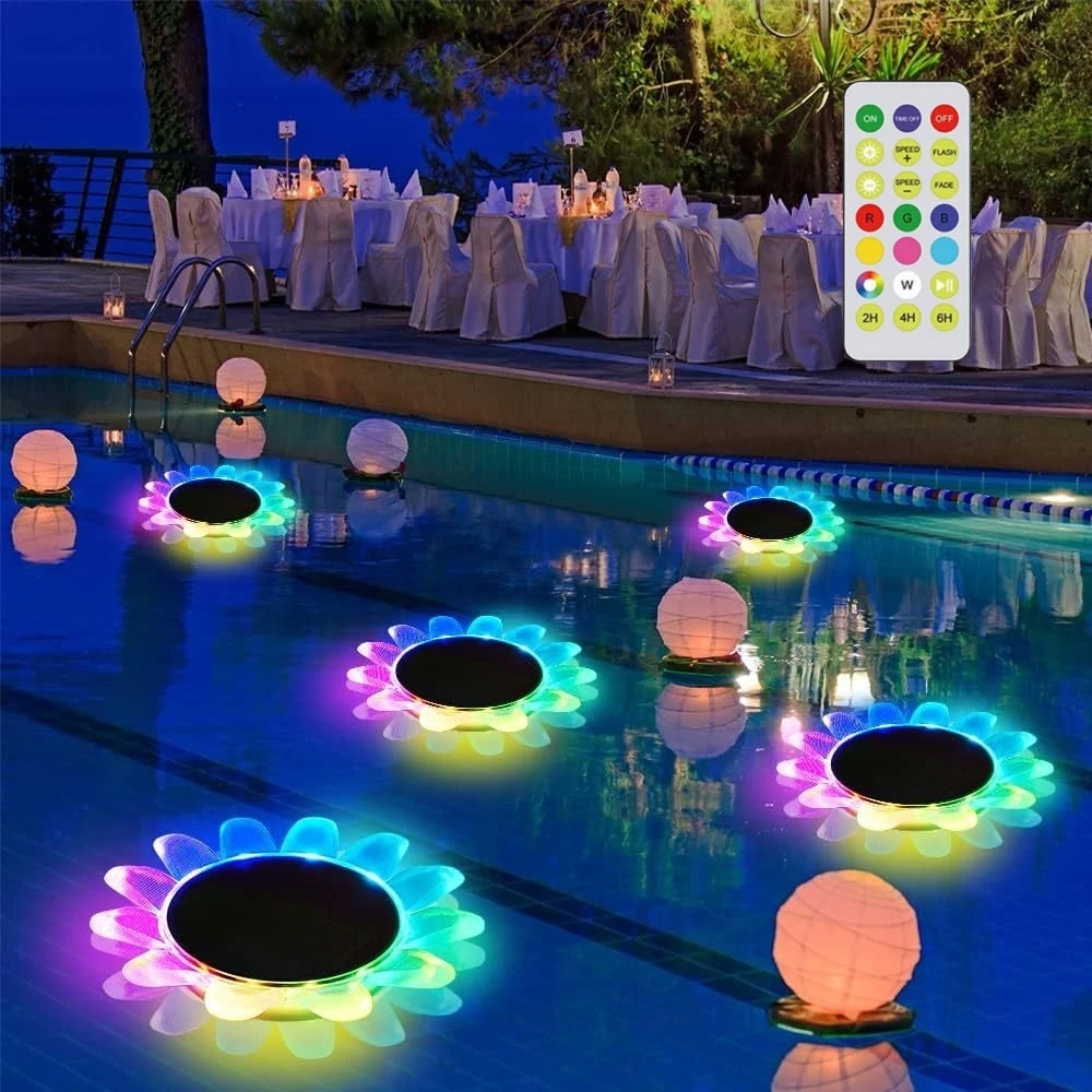 

Solar Floating Pool Light LED Remote Control Pond Fountain Light Courtyard Decoration Light Garden Landscape Sunflower Light