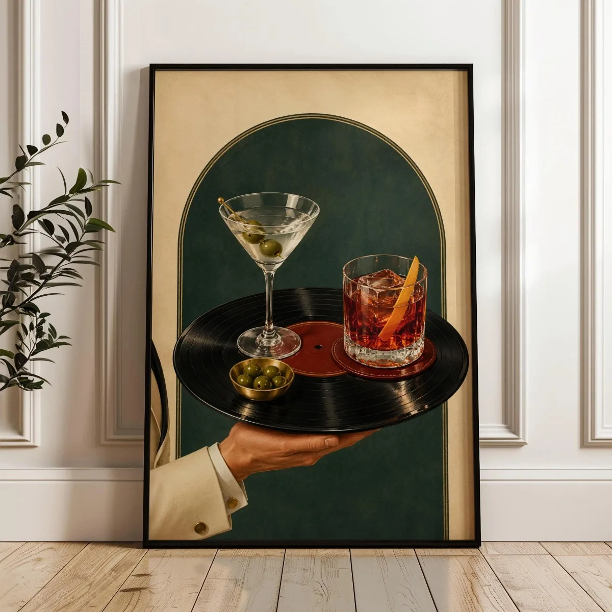 Vintage Martini Vinyl Record Canvas Prints Poster Retro Music Beverage Abstract Art Print Kitchen Bar Wall Art Home Decor Poster