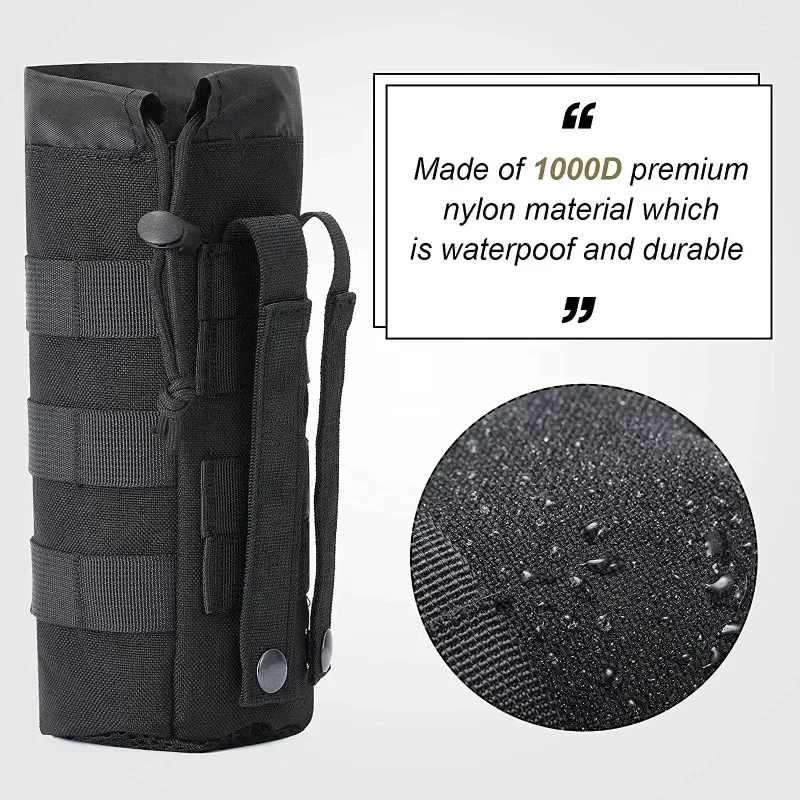 Tactical Molle Water Bottle Bag Outdoor Camo Hunting Camping Hiking Drawstring Holder Multifunction Bottle Storage Pouch Pocket
