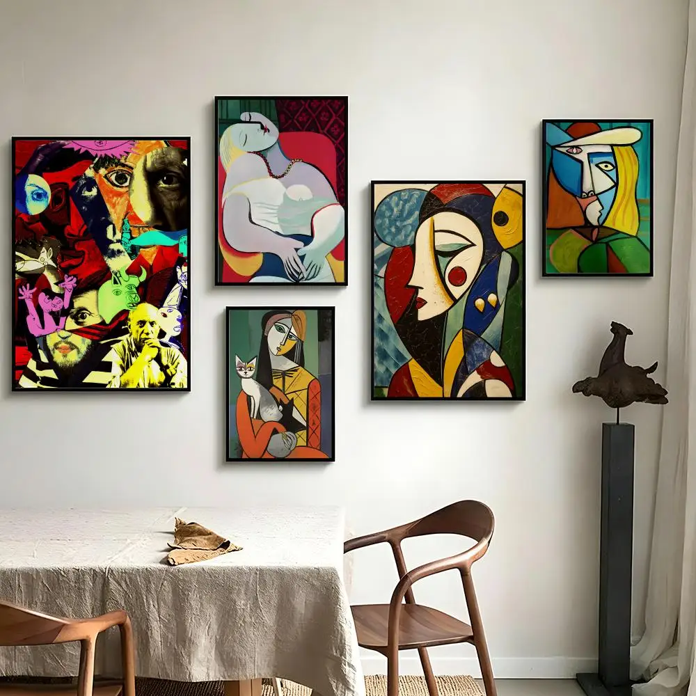 Póster autoadhesivo con impresión HD del artista P-Pablo Ruiz Picasso, calcomanía de pared duradera, resistente al agua, arte para el hogar y regalo navideño