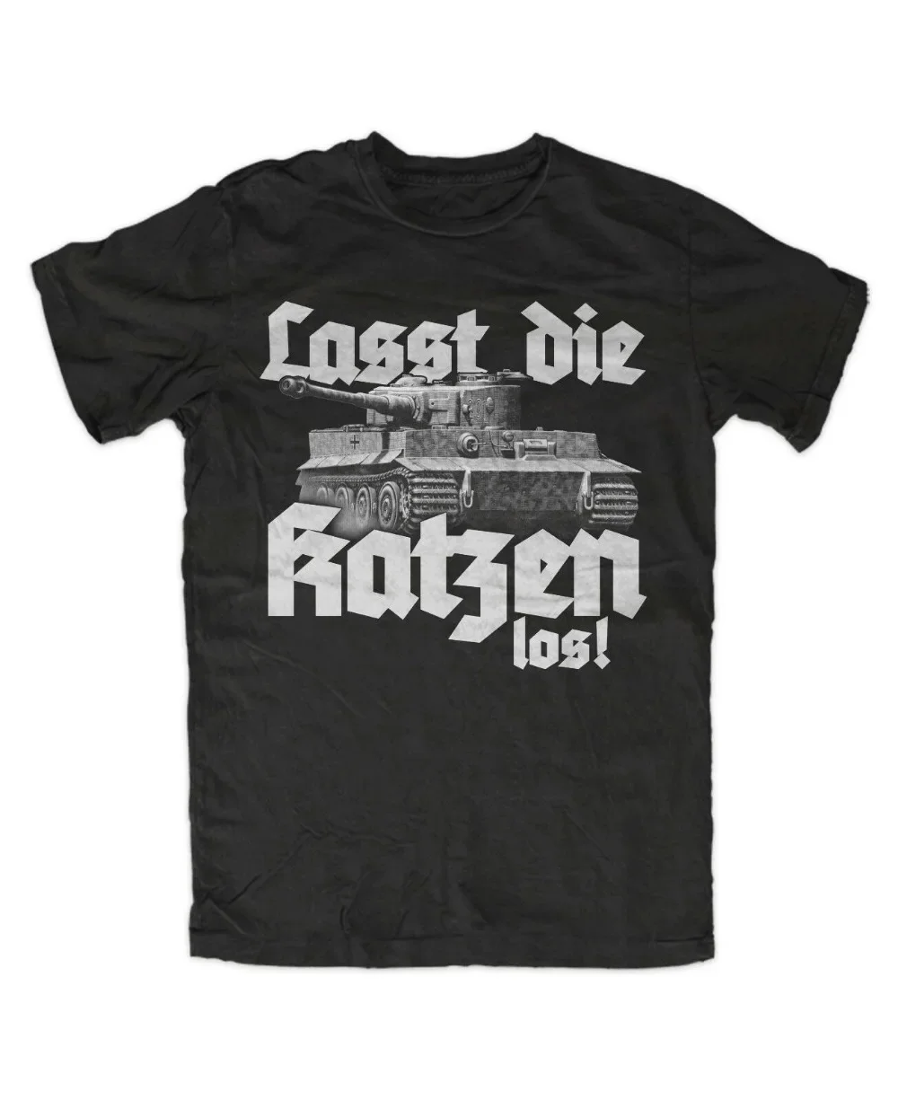 Let The Cats Go 2 T-Shirt Black, Cat, Tank, Tiger Panzer, ,Tiger Men'S Tops Summer New Style High Quality Creator Shirt
