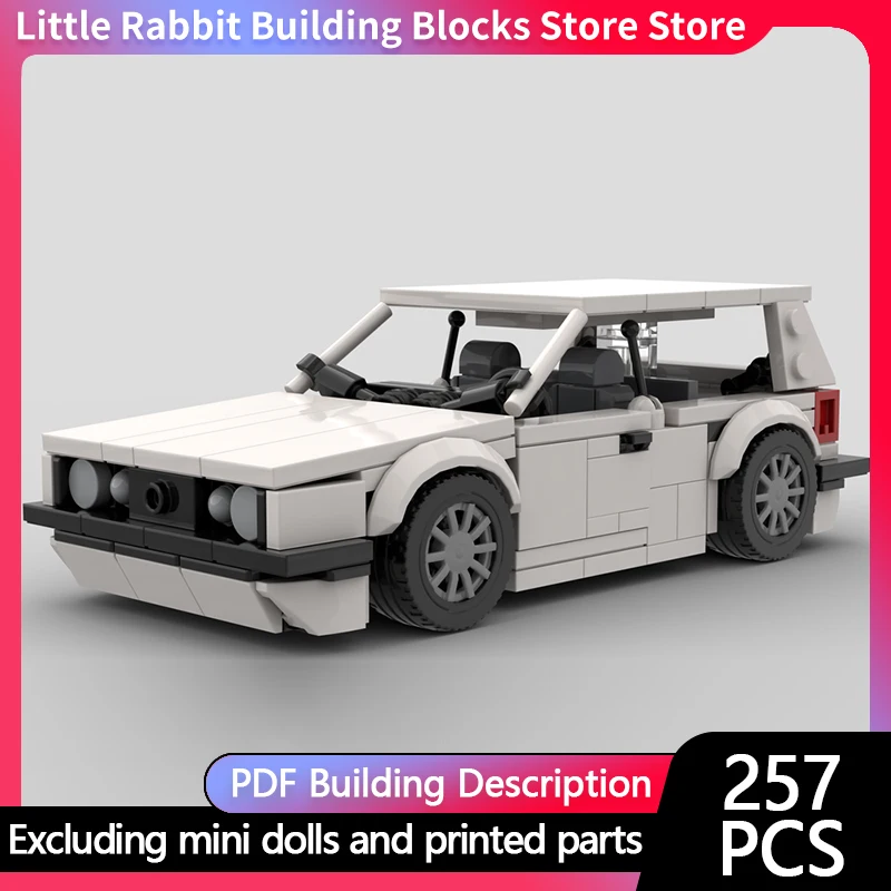 City Car Model MOC Building Bricks Mk2 White Compact Sedan Modular Technology Children Holiday Gifts Assemble Toys Suit