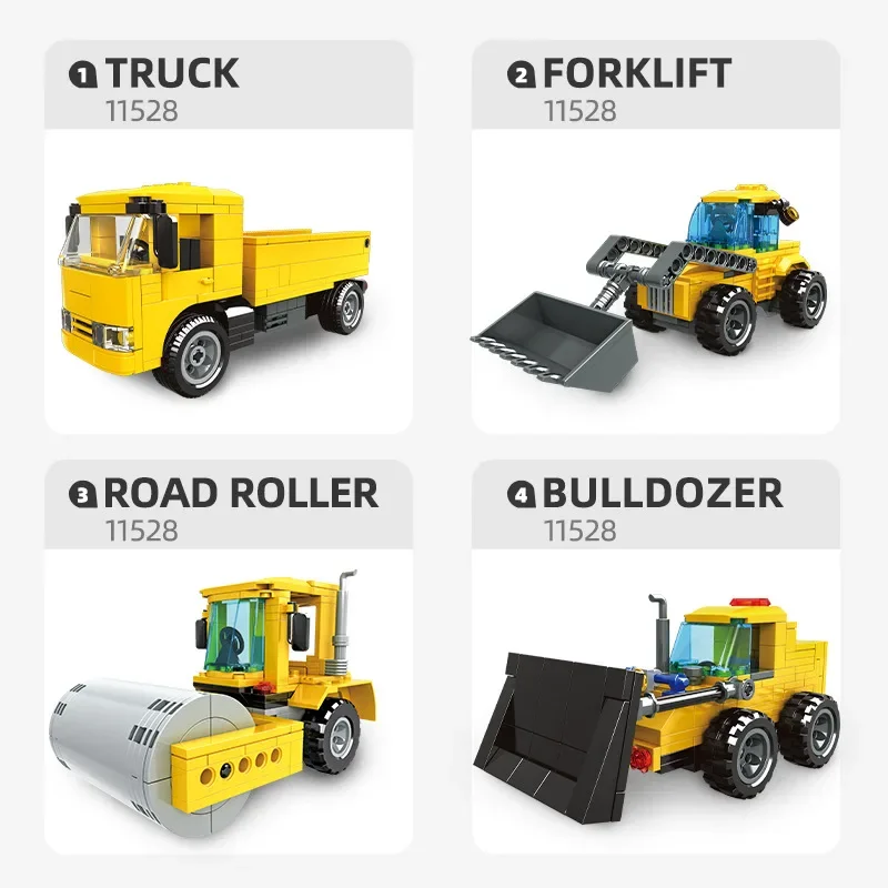 745 Pcs City 4 in 1 Kendaraan Konstruksi Blok Bangunan Excavator Dump Truck Mobil Batu Bata Mainan Edukatif Untuk Anak Laki-laki Hadiah Anak-anak