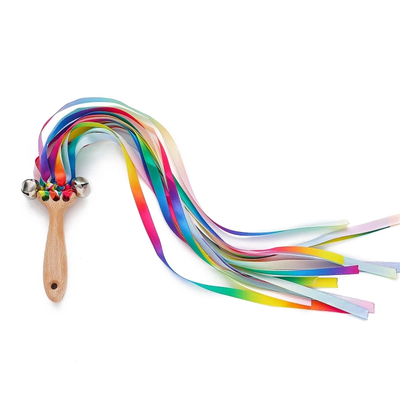 Bé Bằng Gỗ Lục Lạc Với 50Cm Rainbow Nơ Trẻ Em Tay Diều Streamer Có Chuông Ngoài Trời Đồ Chơi Thể Thao Em Bé Đồ Chơi Giáo Dục quà Tặng