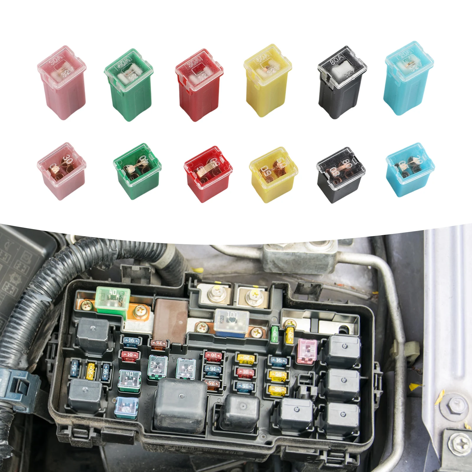 

36 Piece Car Fuse Assortment Fuse Replacement Kit Tall Low Profile Fuse Assortment Flame Resistant Material Embossed Amp Marking