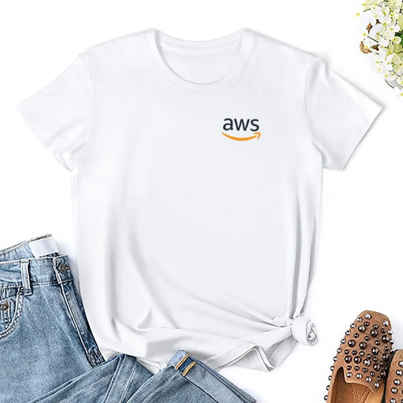 AWS developer - devops T-shirt Pakaian Wanita kaus hitam wanita untuk wanita