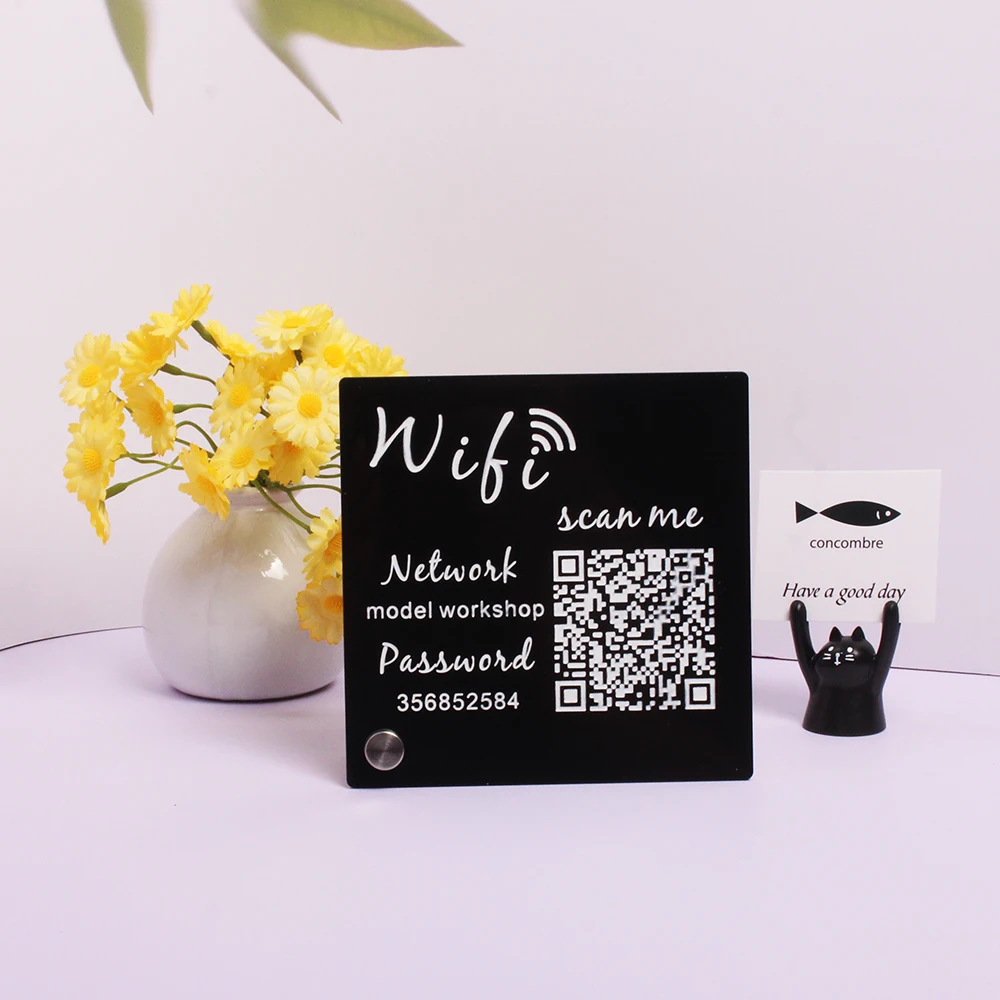 5 Inches Wifi Password Acylic Sign QR Code Scan for Wifi Custom Network Sign for Guests