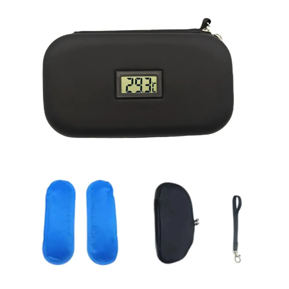 

Охлаждающая сумка для инсулина из искусственной кожи, водонепроницаемая с дисплеем термометра, герметичная сумка для холодного хранения, термоизолированная карманная защита для таблеток