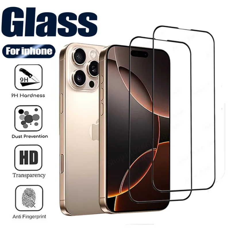 1-5 piezas de vidrio templado para iPhone 14 Pro 16 17 13 12 pro max protector de pantalla para iphone 15 pro mica para iphone 13 15 pro vidrio