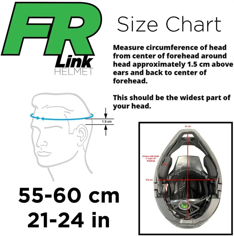 FR Link System Mountain Bike Helmet Fullface with Removable Chin Guard- Includes Head Cinch Adjuster and Padded Cheek Fit