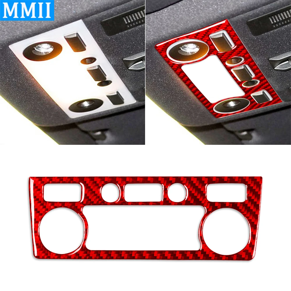 

Red Real Carbon Fiber Front Roof Light Switch Button Panel Cover Car Interior Accessories Sticker For BMW 5 Series E60 2004-2007