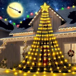 2m 200 LED Star Waterfall Lights with 8 Modes USB Powered & Remote Control Camping Light Indoor Outdoor Christmas String Lights