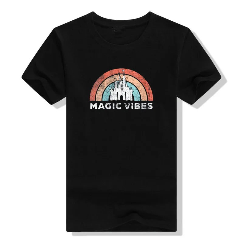 Women's Fashion Magic Vibes Clothes| Cute Matching Vacation Tops O-Neck T-Shirt Holiday Outerwear Apparel Novelty Cotton Tee Top