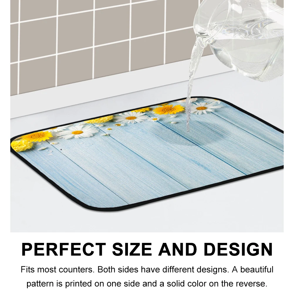 

Dish Drying Lightweight Heat Resistant Kitchen Mat Drain Pad For Dishes Sink Countertop Portable Insulation Mat Bowls