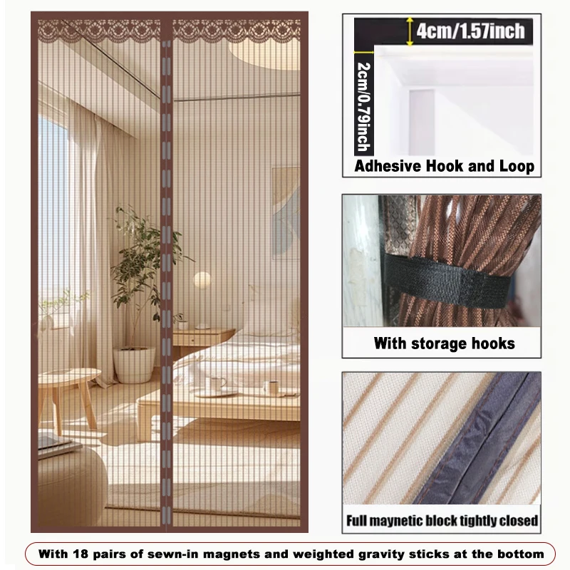 1PC Anti-Muggen Deur Gordijn Zomer Automatische Sluiting Magnetische Klamboe Onzichtbare Deur Mesh Anti Bug Fly Partitie Gordijn